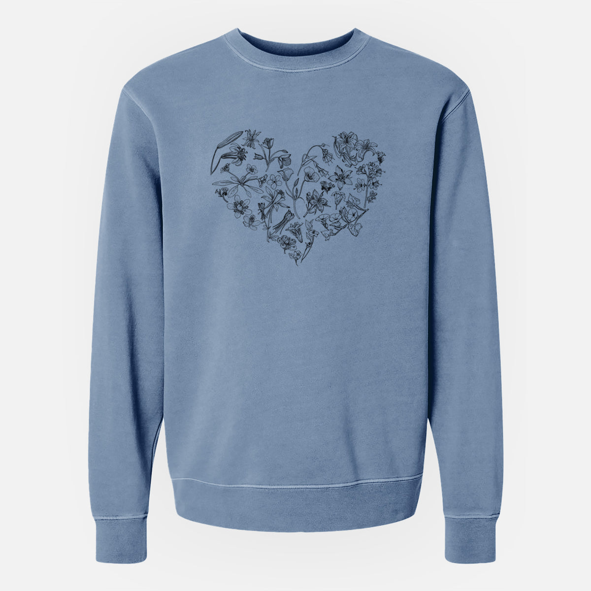 Heart Full of California Mountain Wildflowers - Unisex Pigment Dyed Crew Sweatshirt
