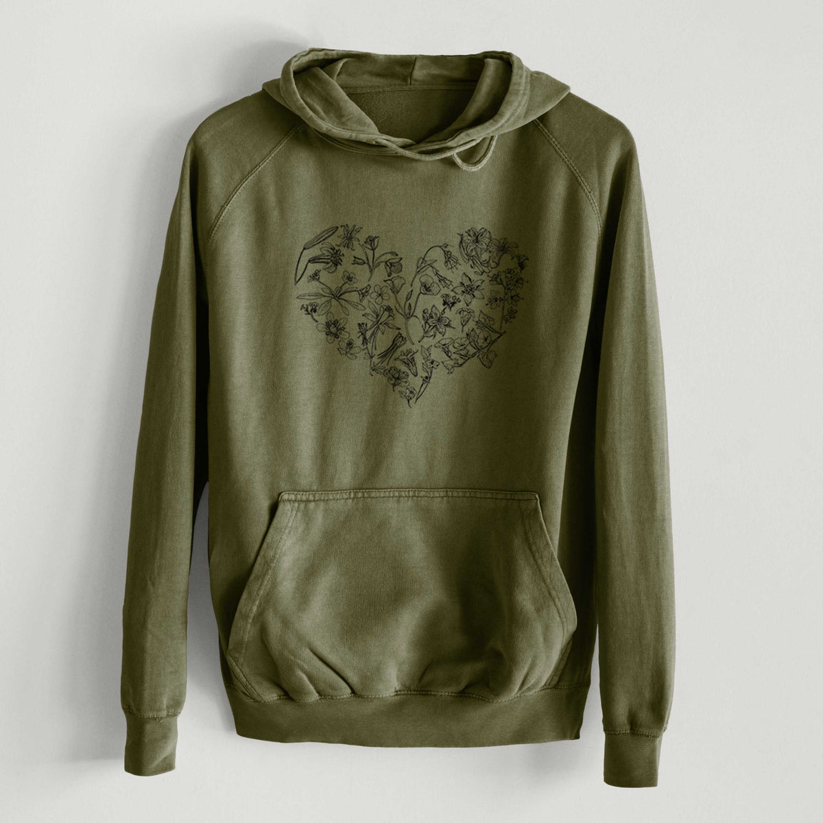 Heart Full of California Mountain Wildflowers  - Mid-Weight Unisex Vintage 100% Cotton Hoodie
