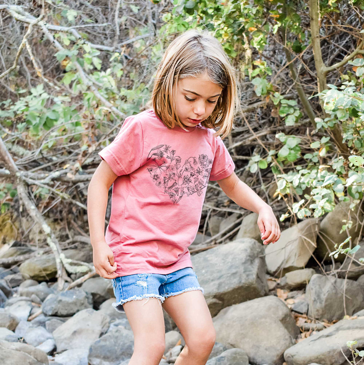 Heart Full of California Mountain Wildflowers - Kids Shirt