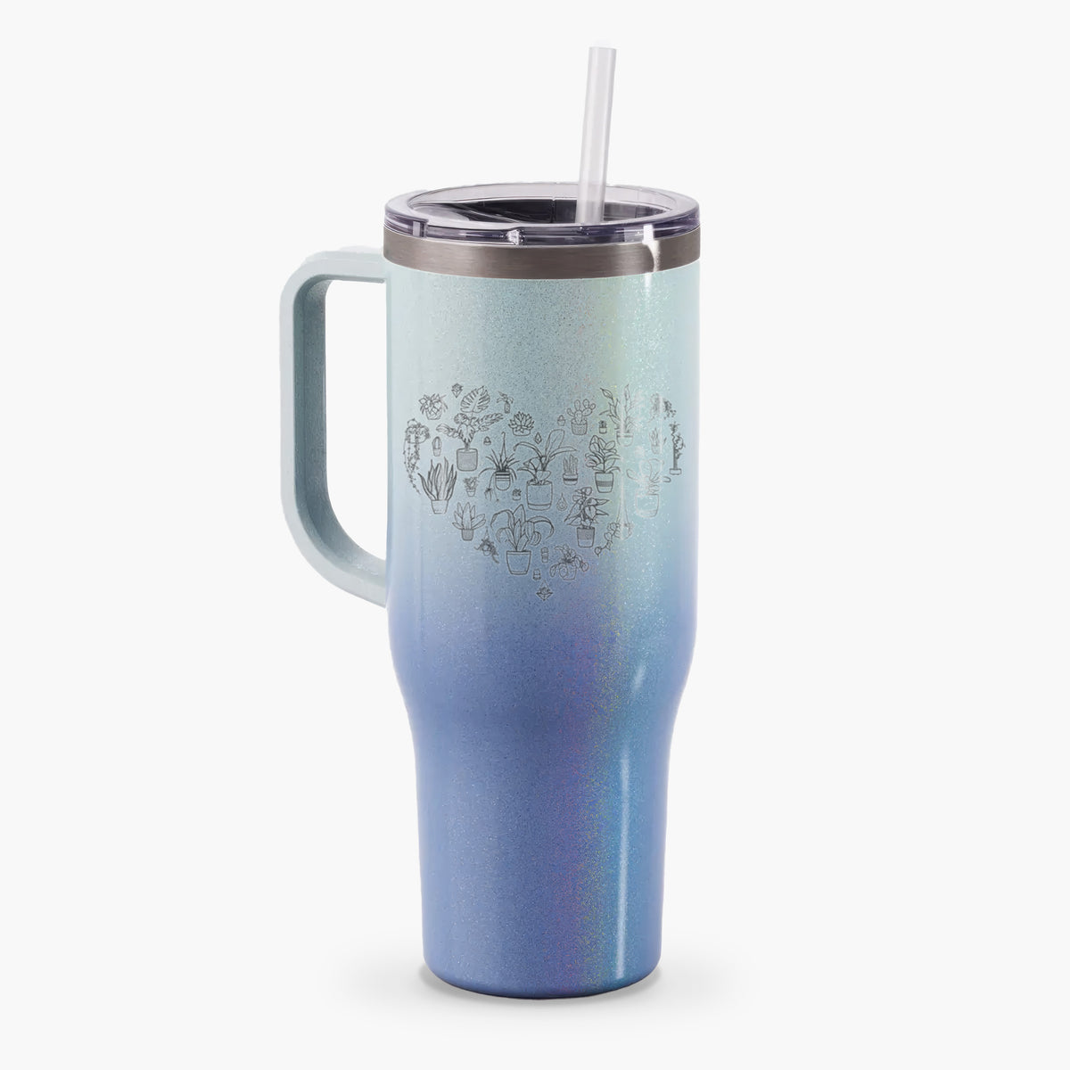 Heart Full of House Plants - 40oz Tumbler with Handle