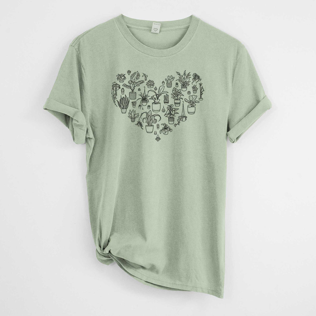 Heart Full of House Plants -  Mineral Wash 100% Organic Cotton Short Sleeve