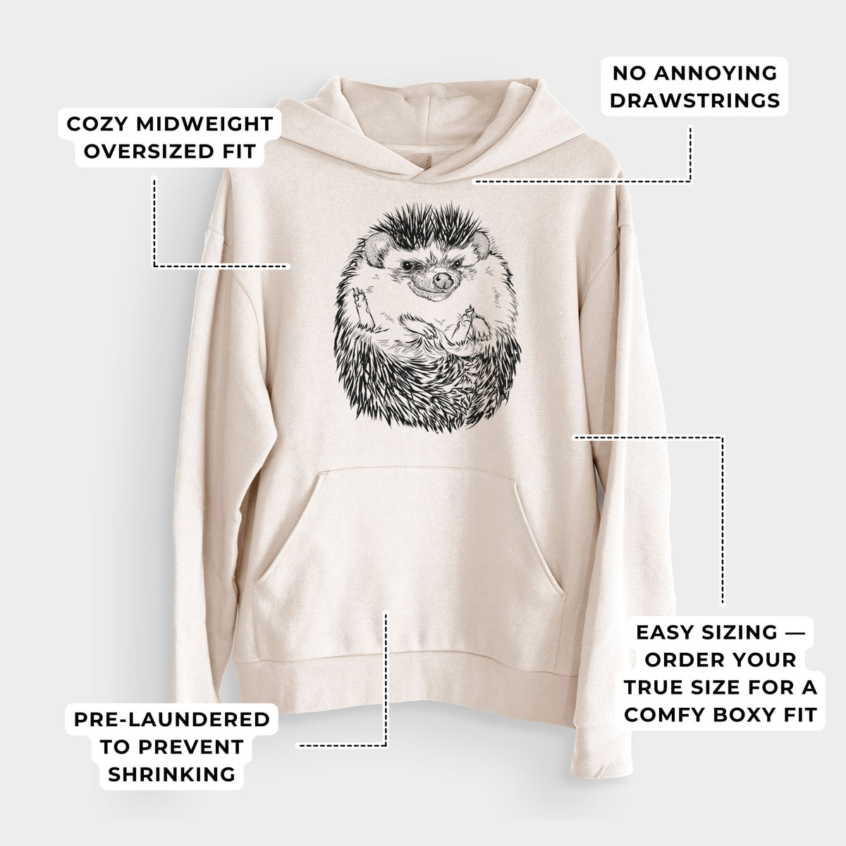 African Pygmy Hedgehog - Atelerix albiventris  - Bodega Midweight Hoodie