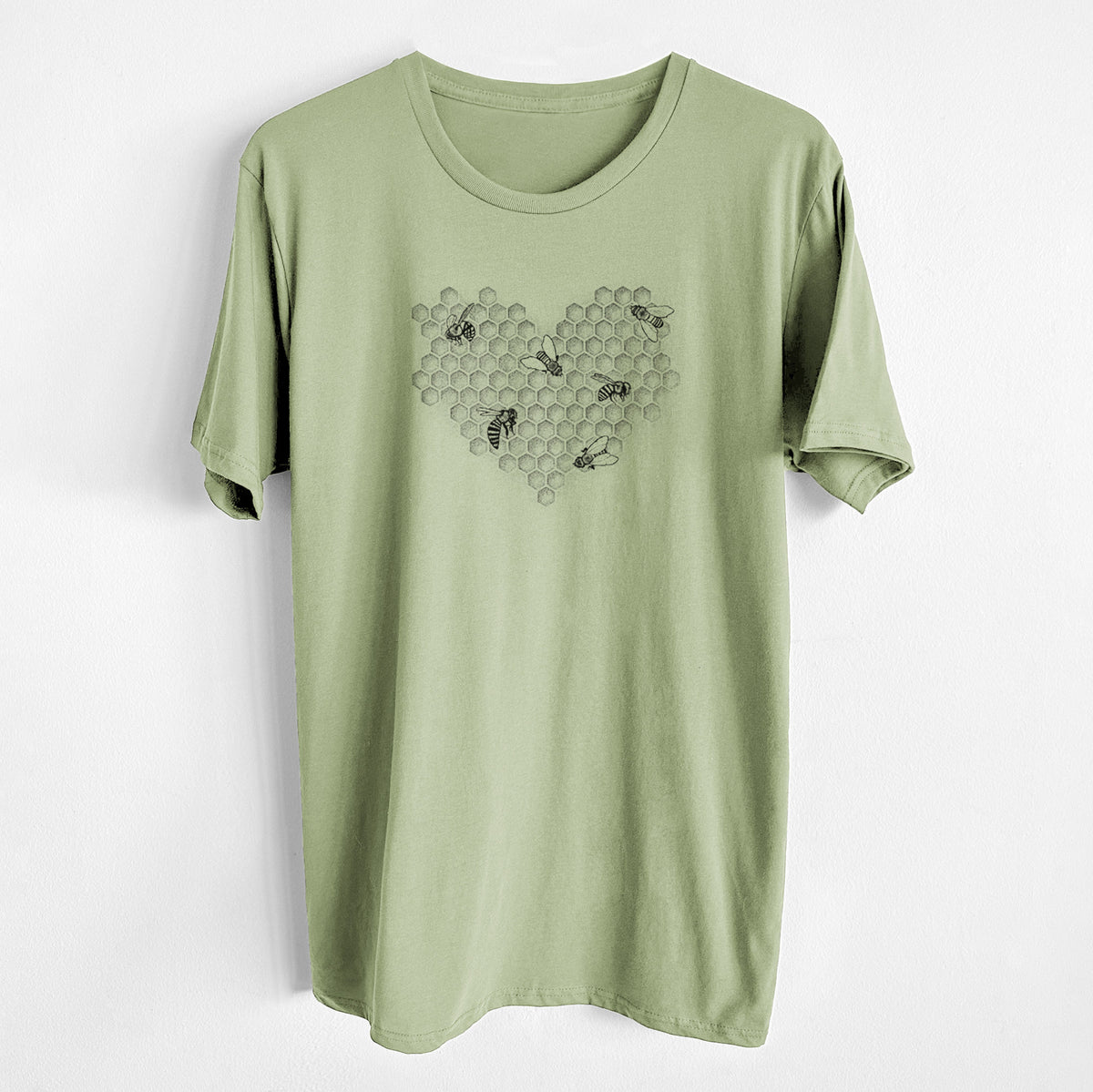 Honeycomb Heart with Bees - Unisex Crewneck - Made in USA - 100% Organic Cotton