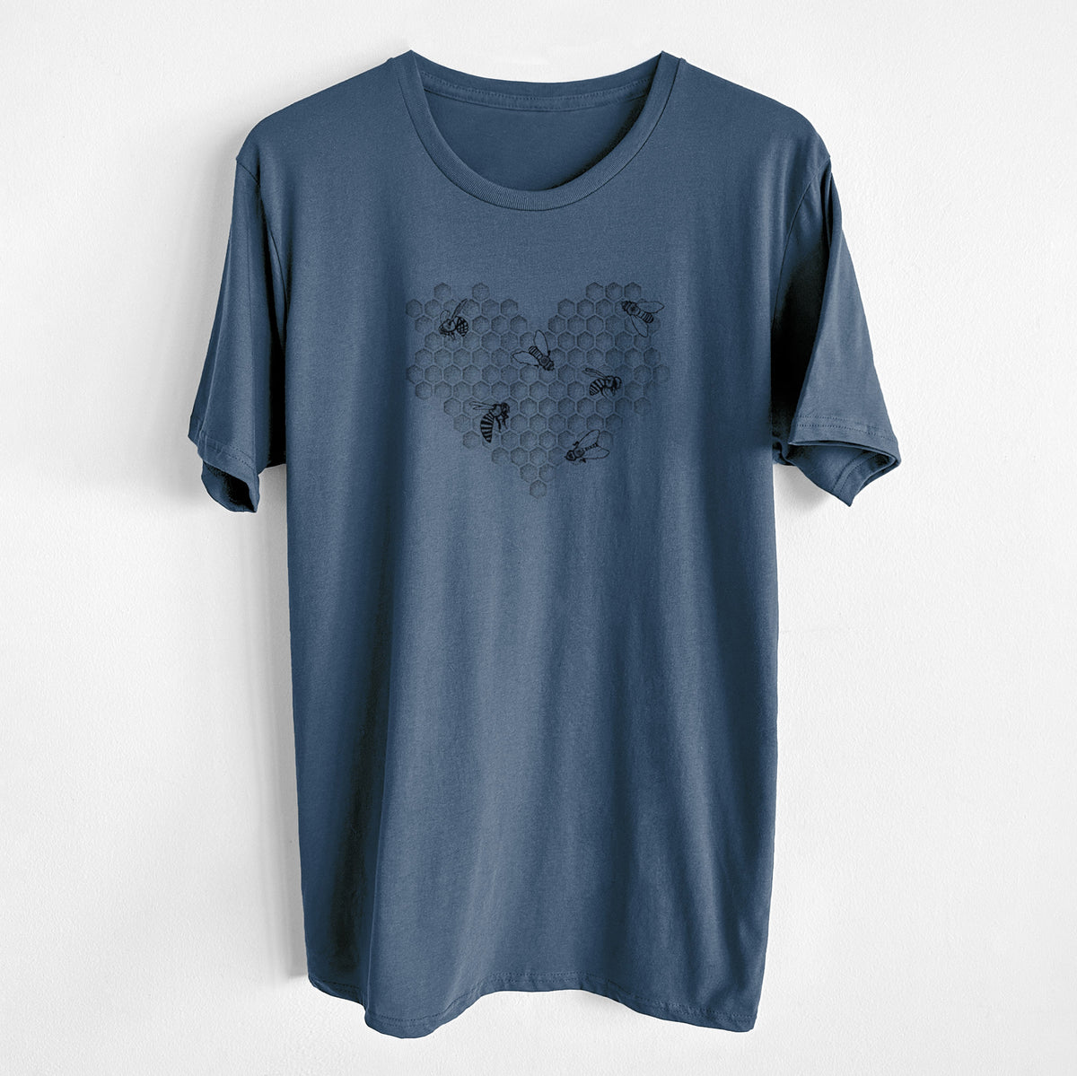 Honeycomb Heart with Bees - Unisex Crewneck - Made in USA - 100% Organic Cotton