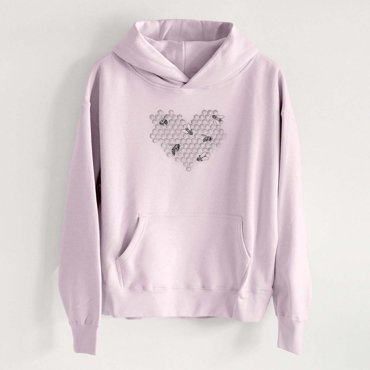 Honeycomb Heart with Bees - Women&#39;s Heavyweight Relaxed Hoodie