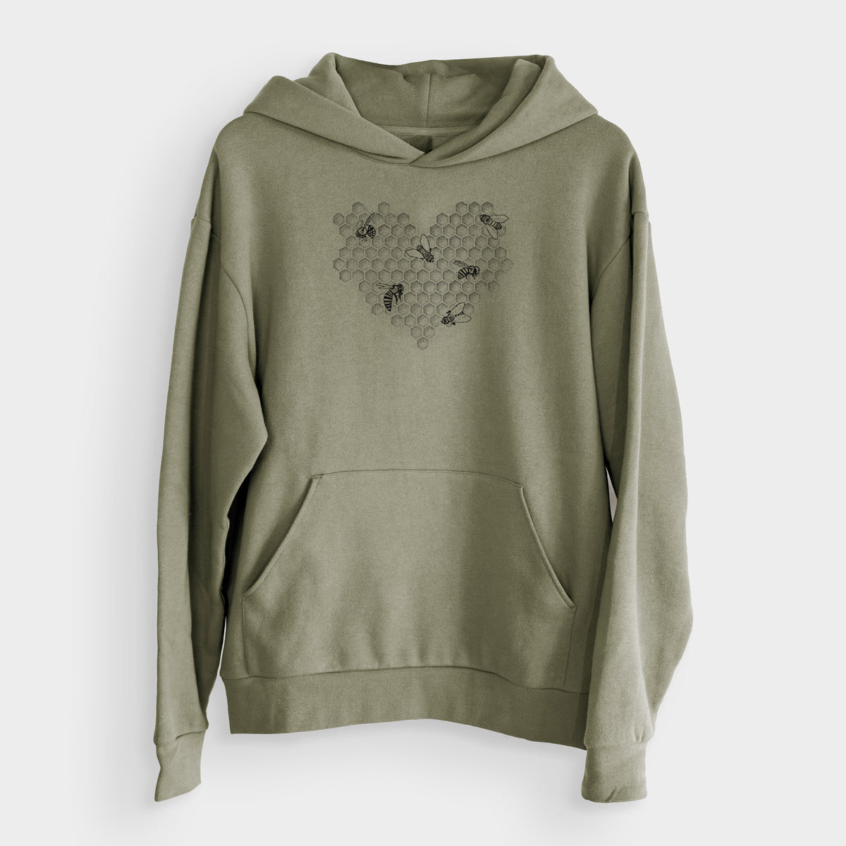 Honeycomb Heart with Bees  - Bodega Midweight Hoodie