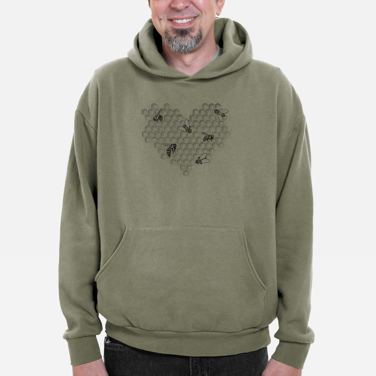 Honeycomb Heart with Bees  - Bodega Midweight Hoodie