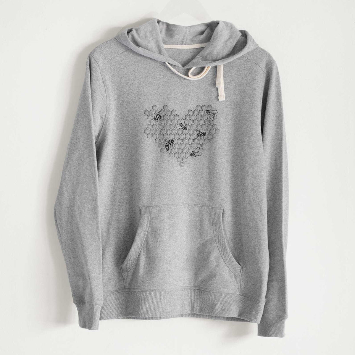 Honeycomb Heart with Bees - Unisex Recycled Hoodie - CLOSEOUT - FINAL SALE