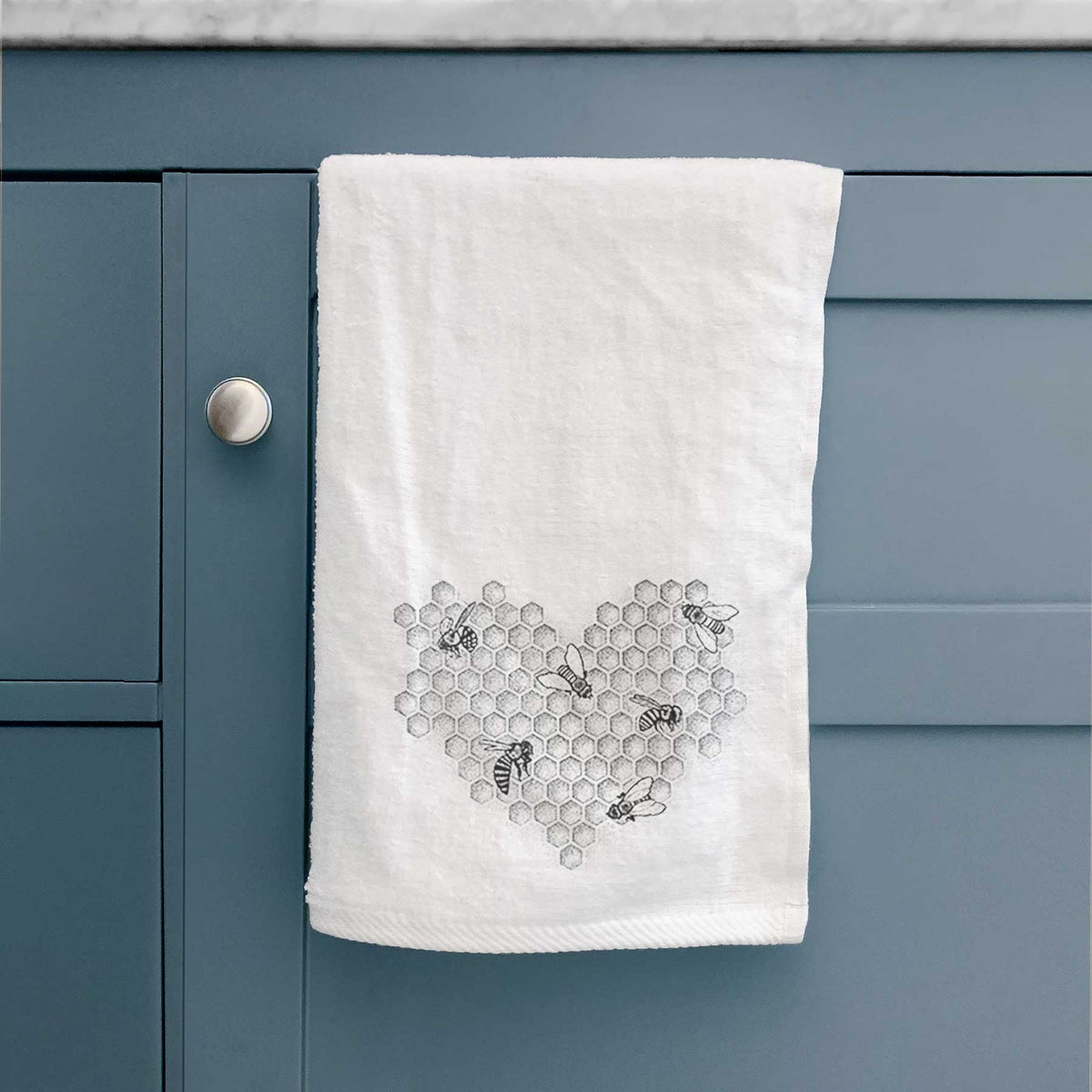 Honeycomb Heart with Bees Hand Towel