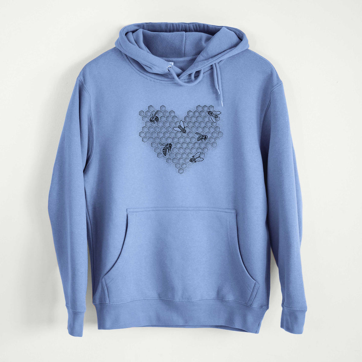 Honeycomb Heart with Bees  - Mid-Weight Unisex Premium Blend Hoodie
