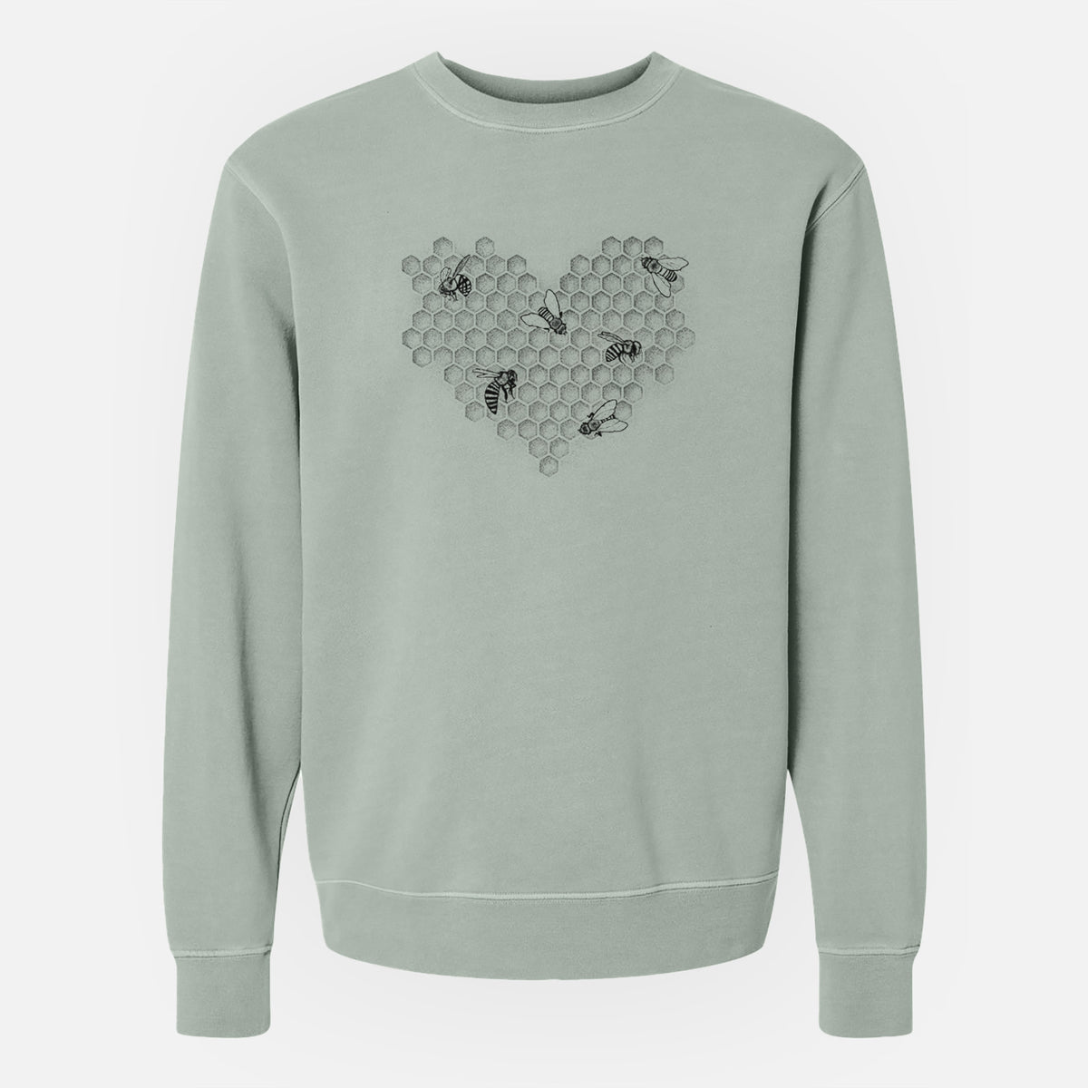 Honeycomb Heart with Bees - Unisex Pigment Dyed Crew Sweatshirt