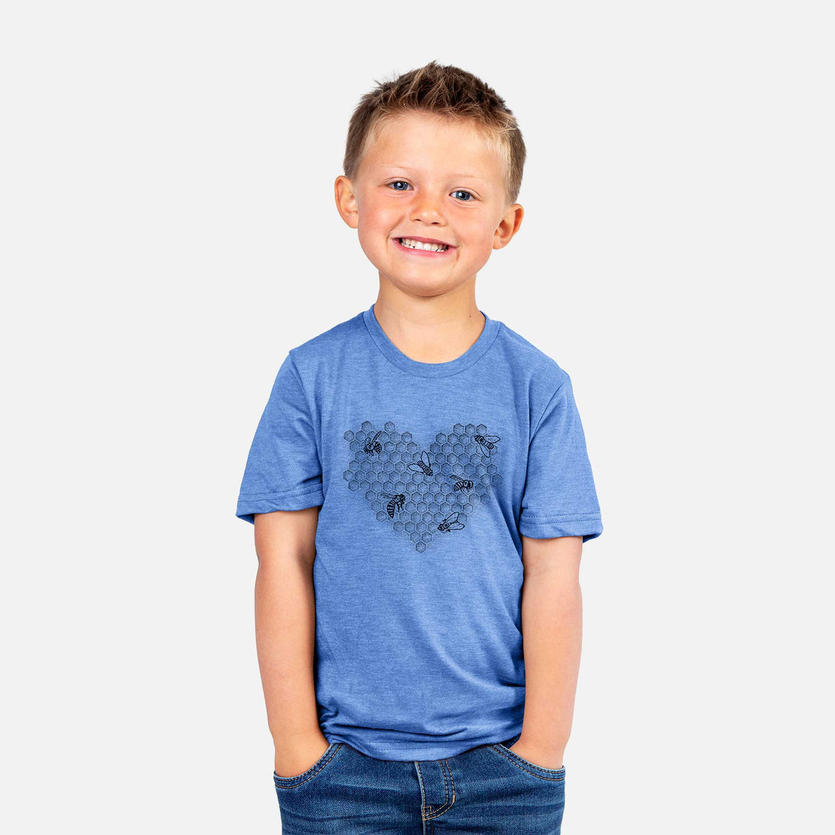 Honeycomb Heart with Bees - Kids Shirt