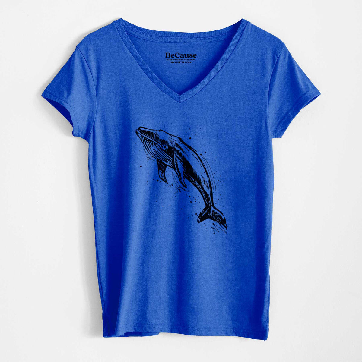 Humpback Whale - Women&#39;s 100% Recycled V-neck