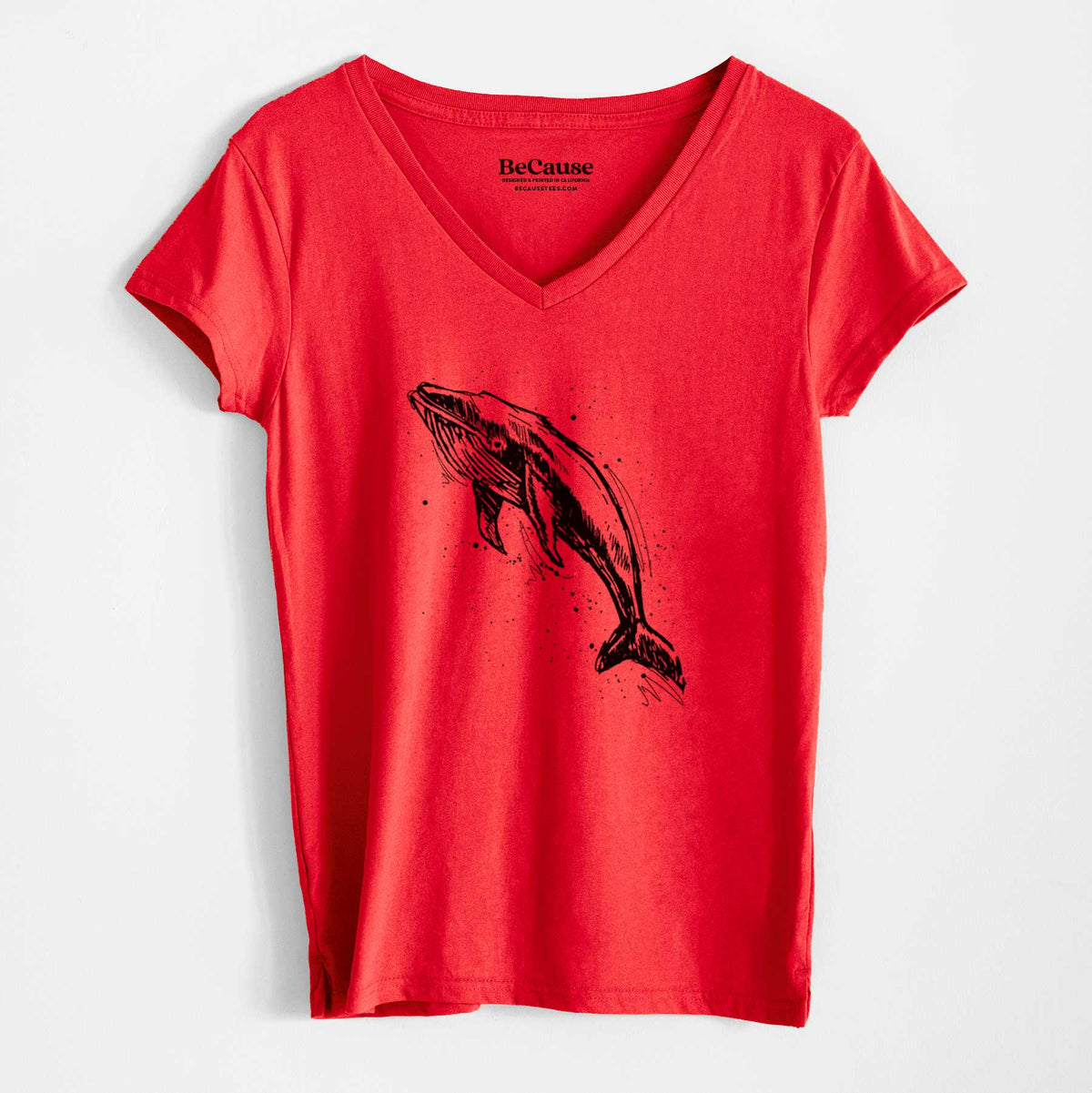 Humpback Whale - Women&#39;s 100% Recycled V-neck