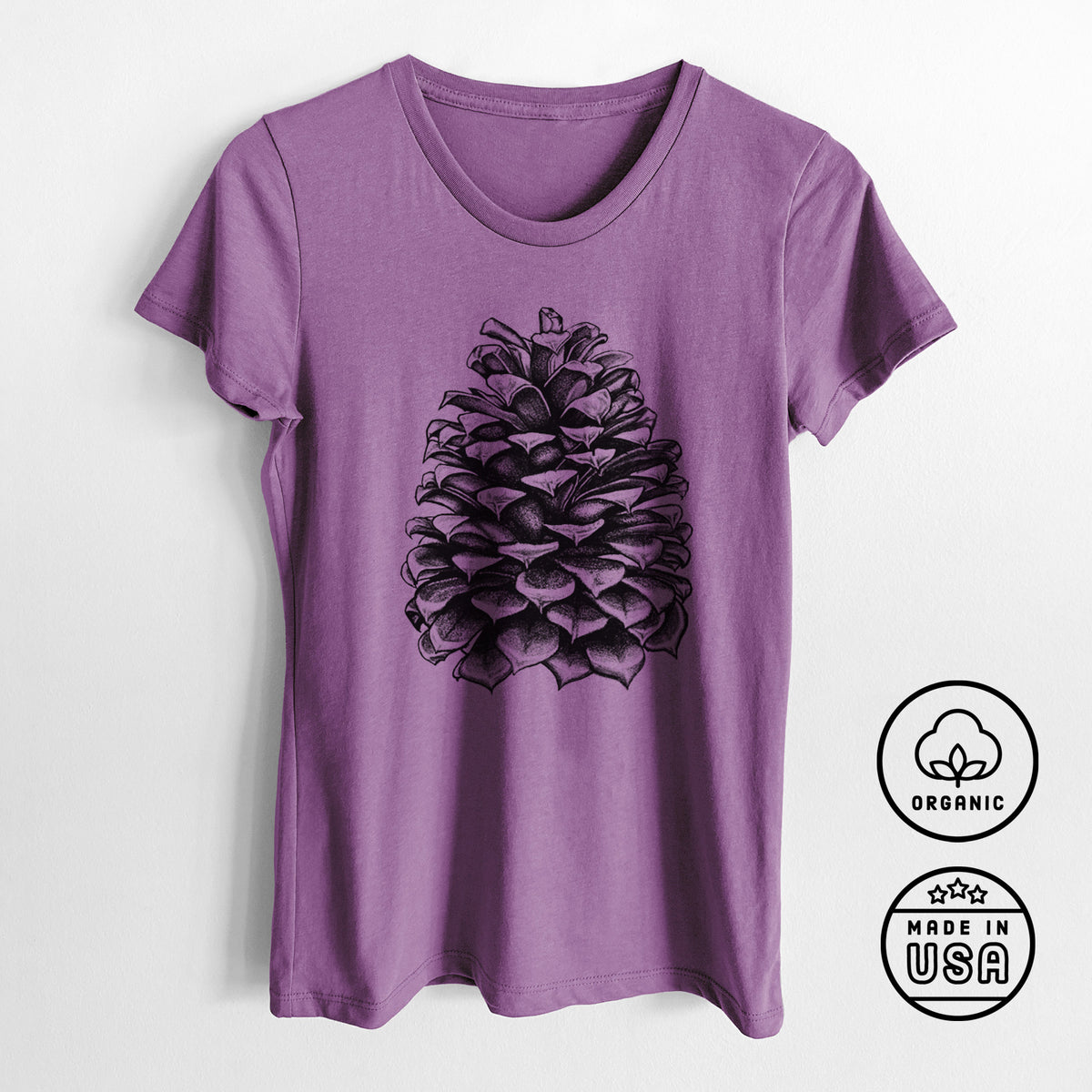 Pinus Jeffreyi - Jeffrey Pine Cone - Women&#39;s Crewneck - Made in USA - 100% Organic Cotton