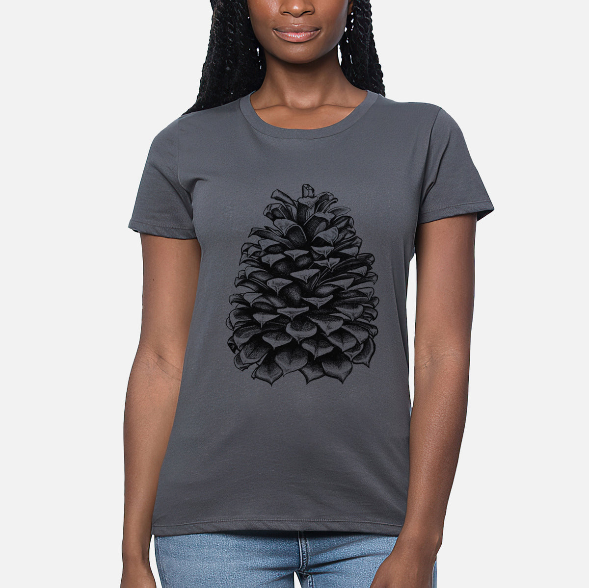 Pinus Jeffreyi - Jeffrey Pine Cone - Women&#39;s Crewneck - Made in USA - 100% Organic Cotton