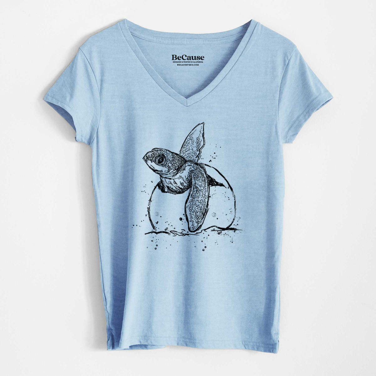 Leatherback Turtle Hatching - Women&#39;s 100% Recycled V-neck