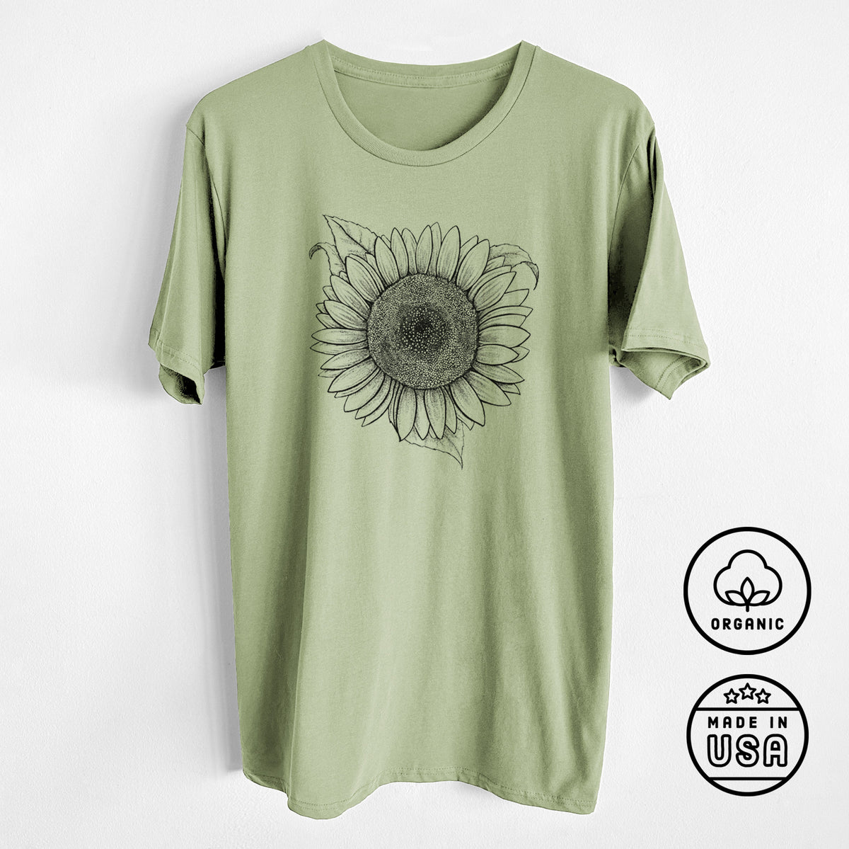 Lemon Queen Sunflower - Helianthus Annuus - Unisex Crewneck - Made in USA - 100% Organic Cotton