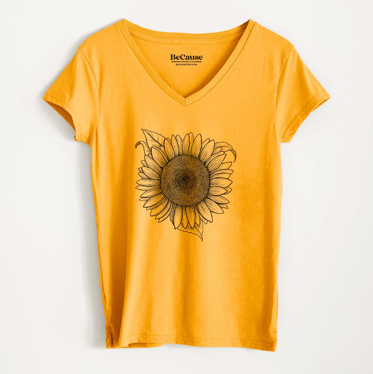 Lemon Queen Sunflower - Helianthus Annuus - Women&#39;s 100% Recycled V-neck