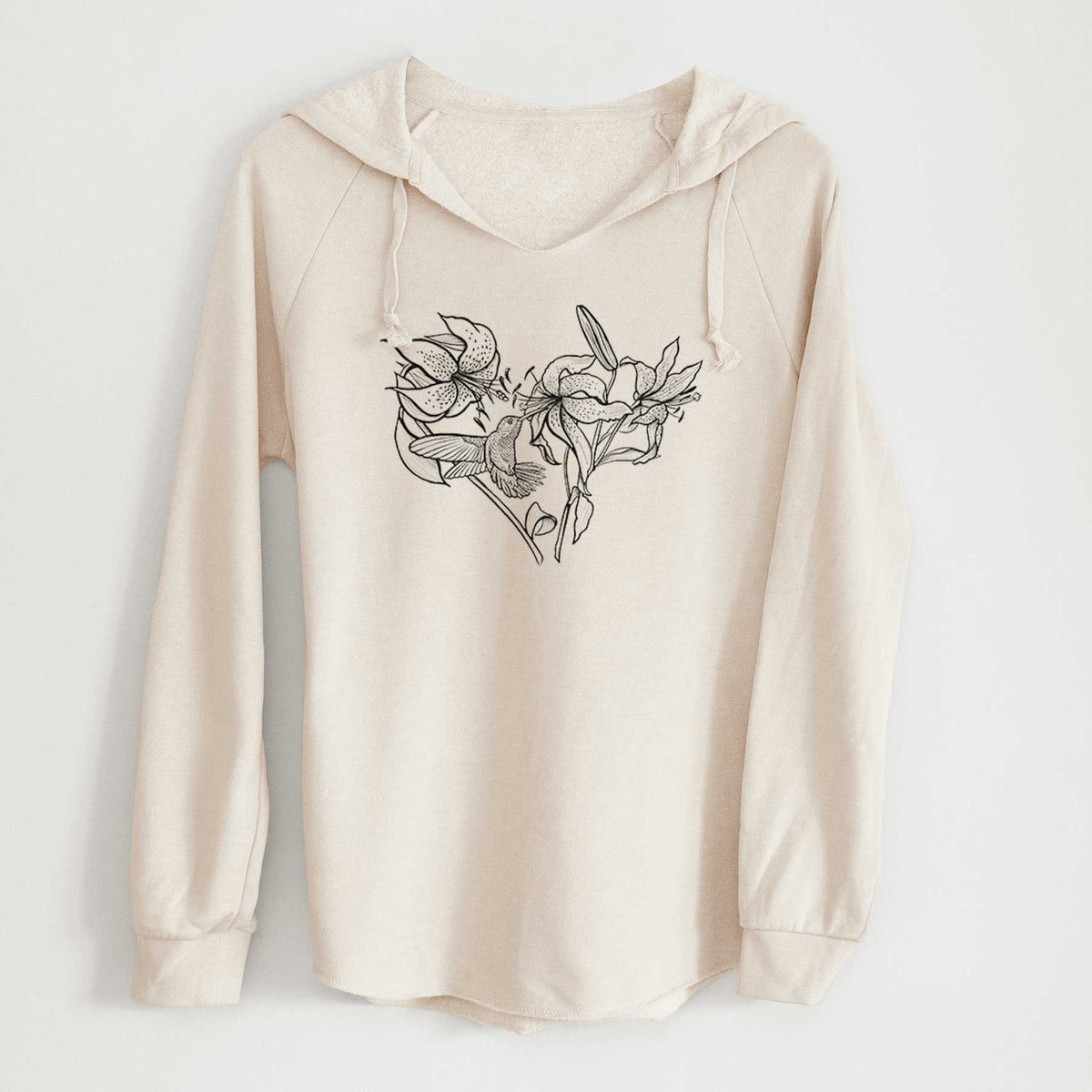 Hummingbird with Lillies Heart - Cali Wave Hooded Sweatshirt