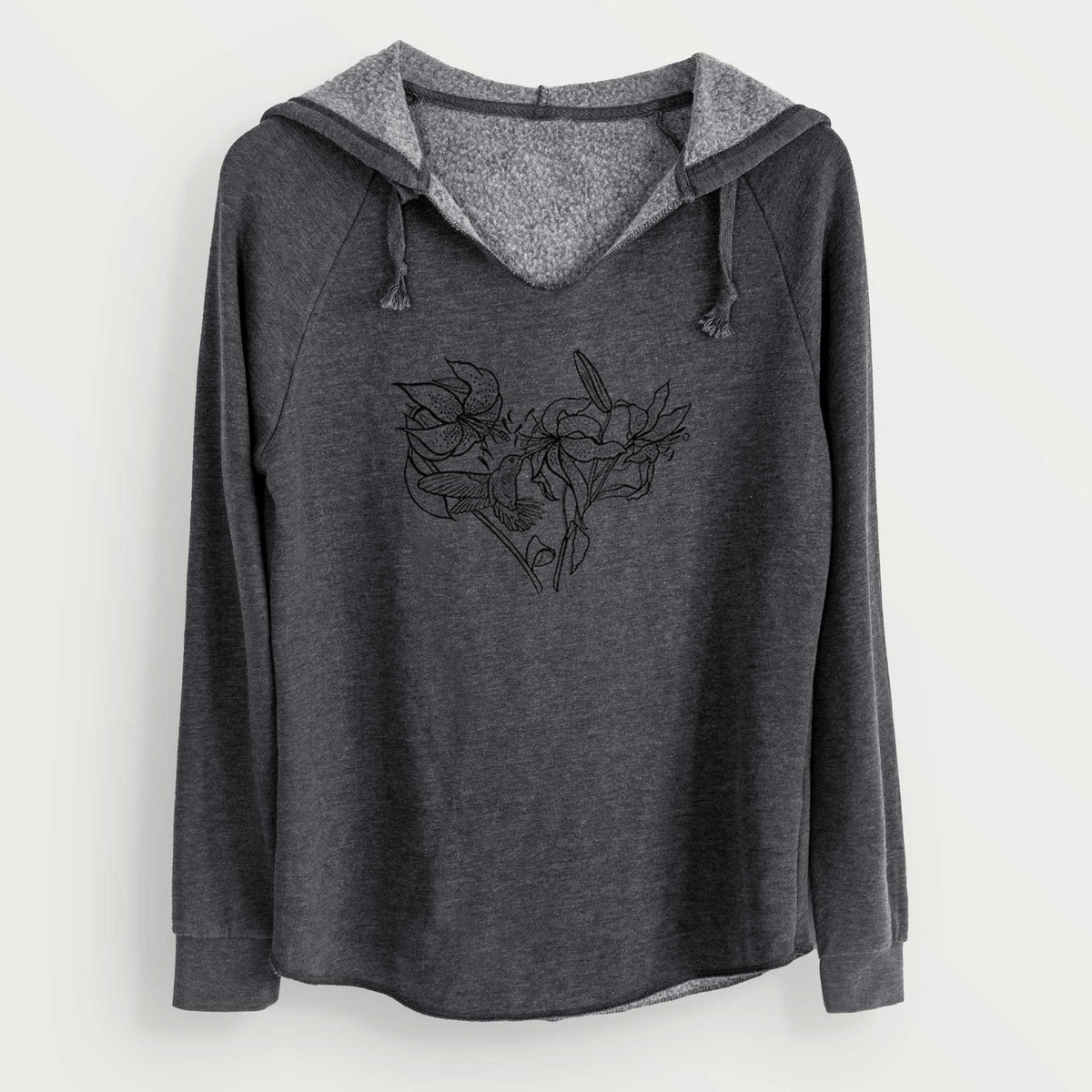Hummingbird with Lillies Heart - Cali Wave Hooded Sweatshirt