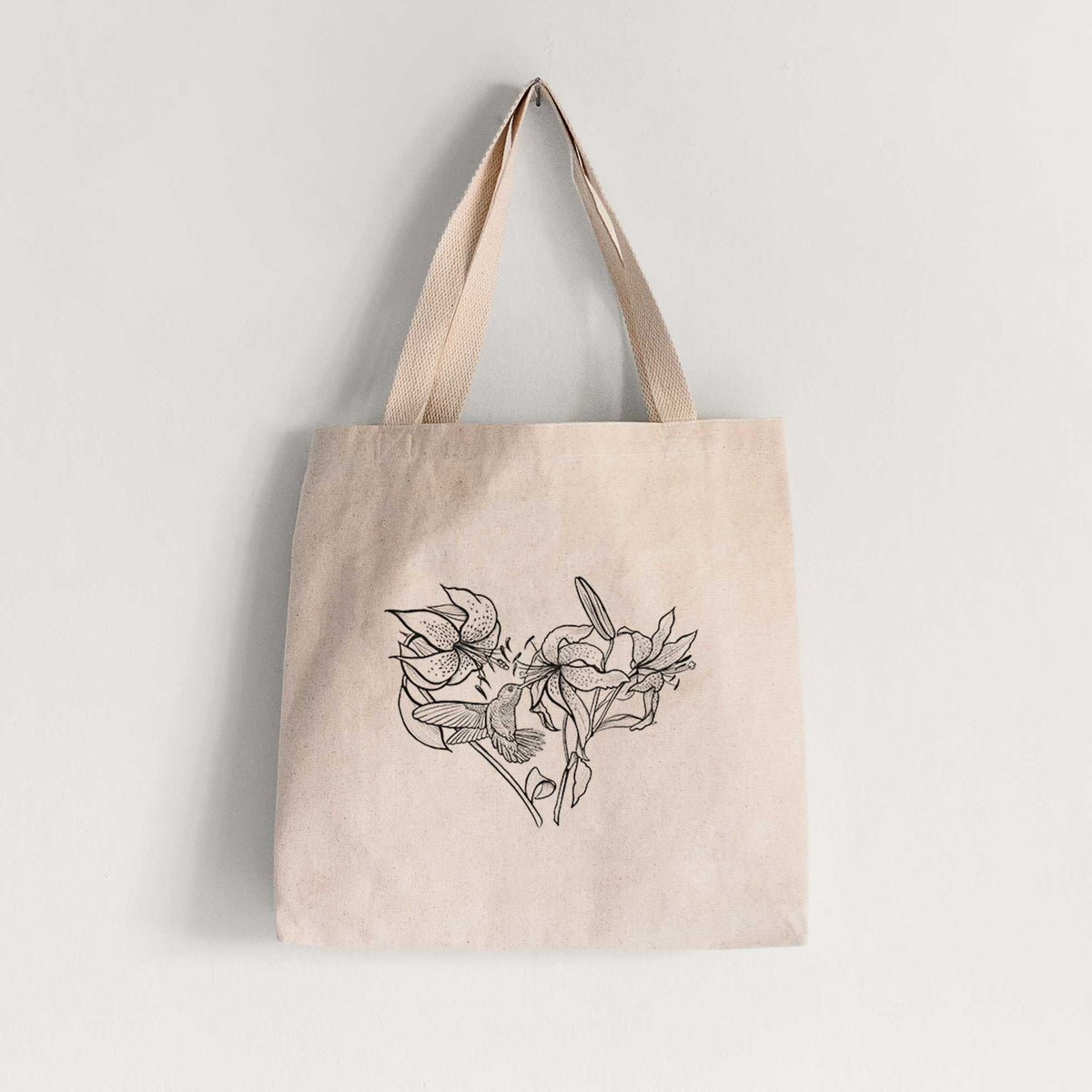 Hummingbird with Lillies Heart - Tote Bag