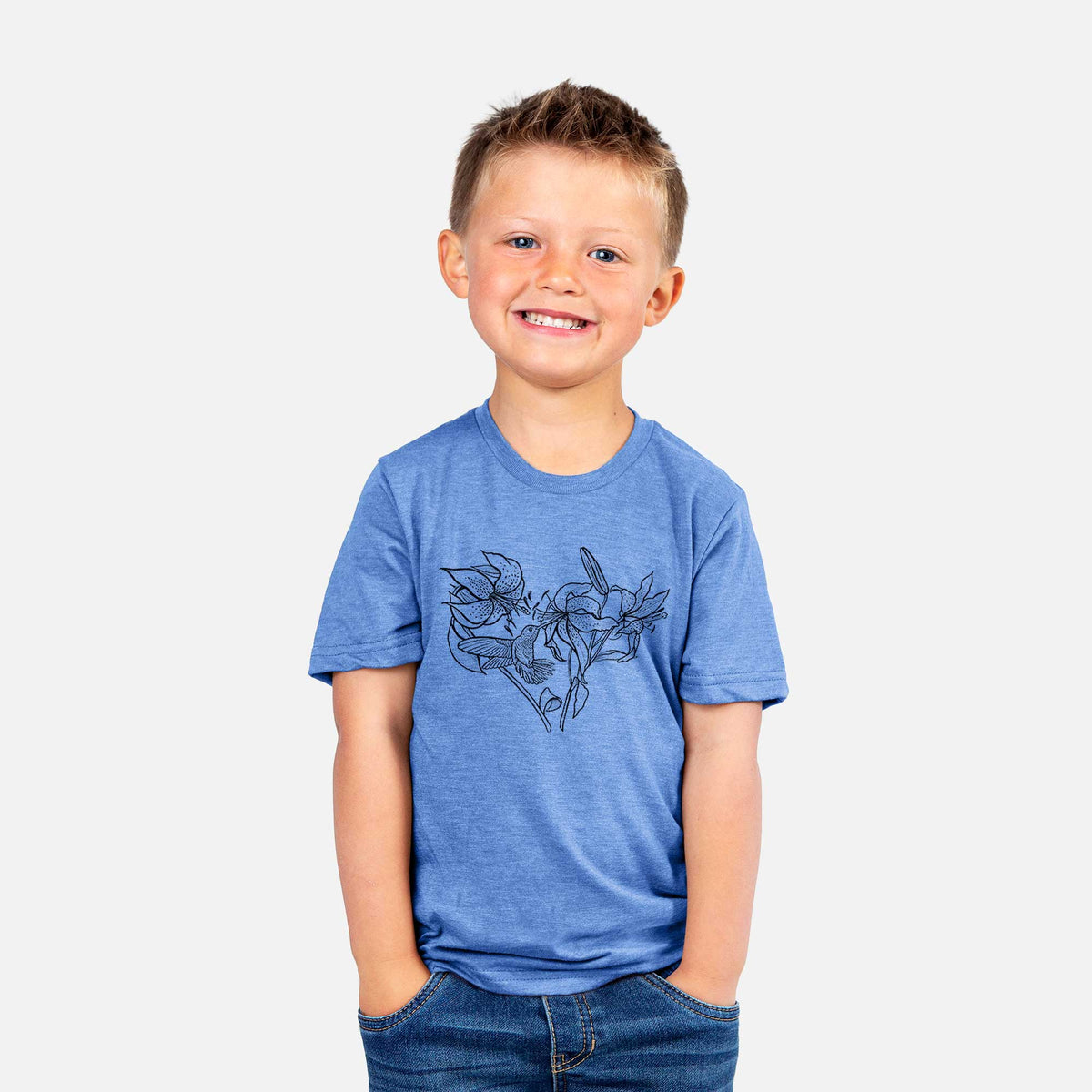 Hummingbird with Lillies Heart - Kids Shirt