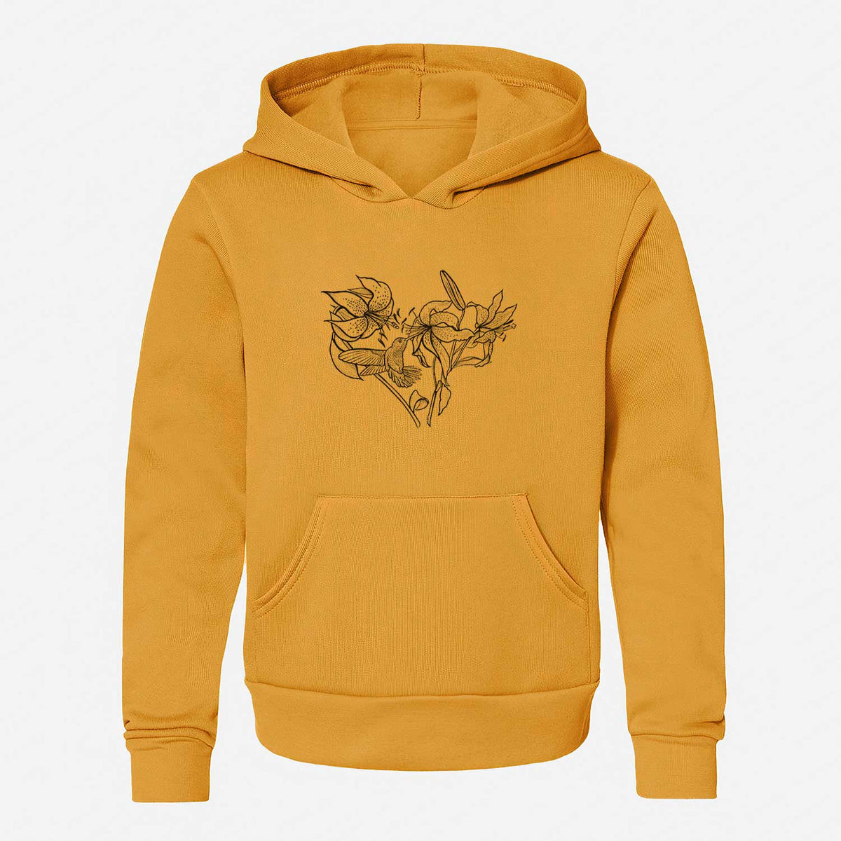 Hummingbird with Lillies Heart - Youth Hoodie Sweatshirt