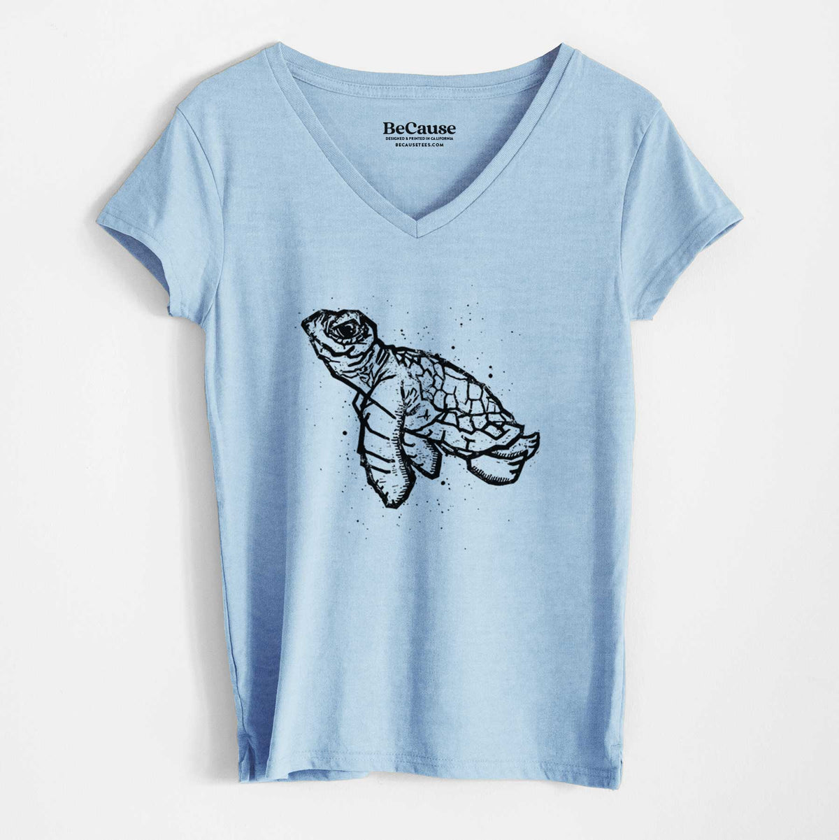 Baby Sea Turtle - Women&#39;s 100% Recycled V-neck