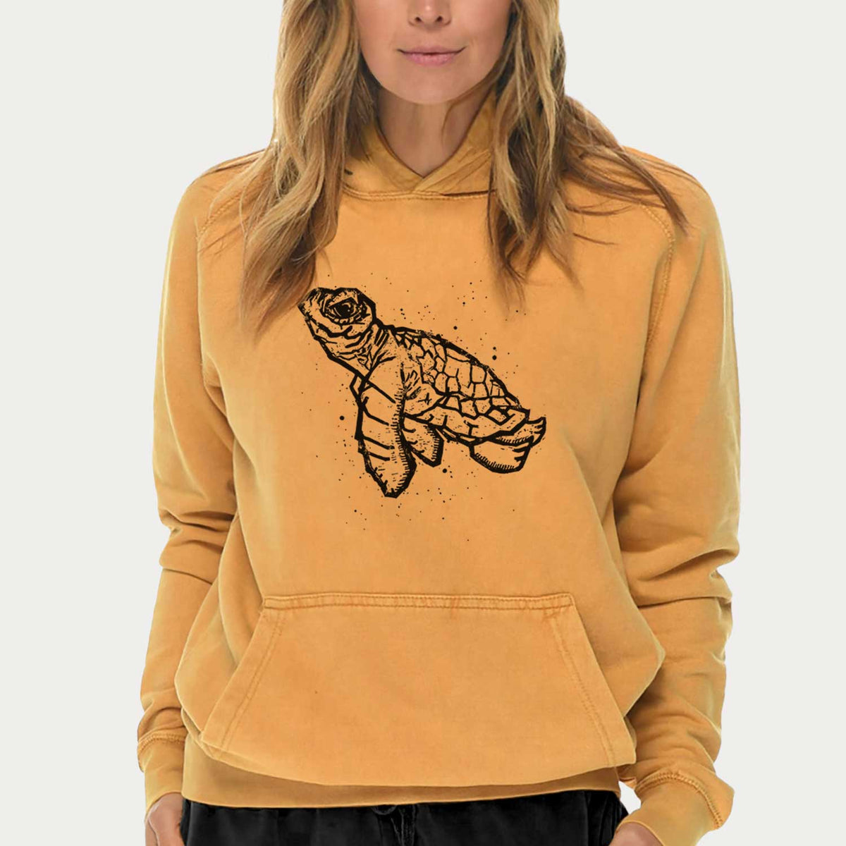 Baby Sea Turtle  - Mid-Weight Unisex Vintage 100% Cotton Hoodie