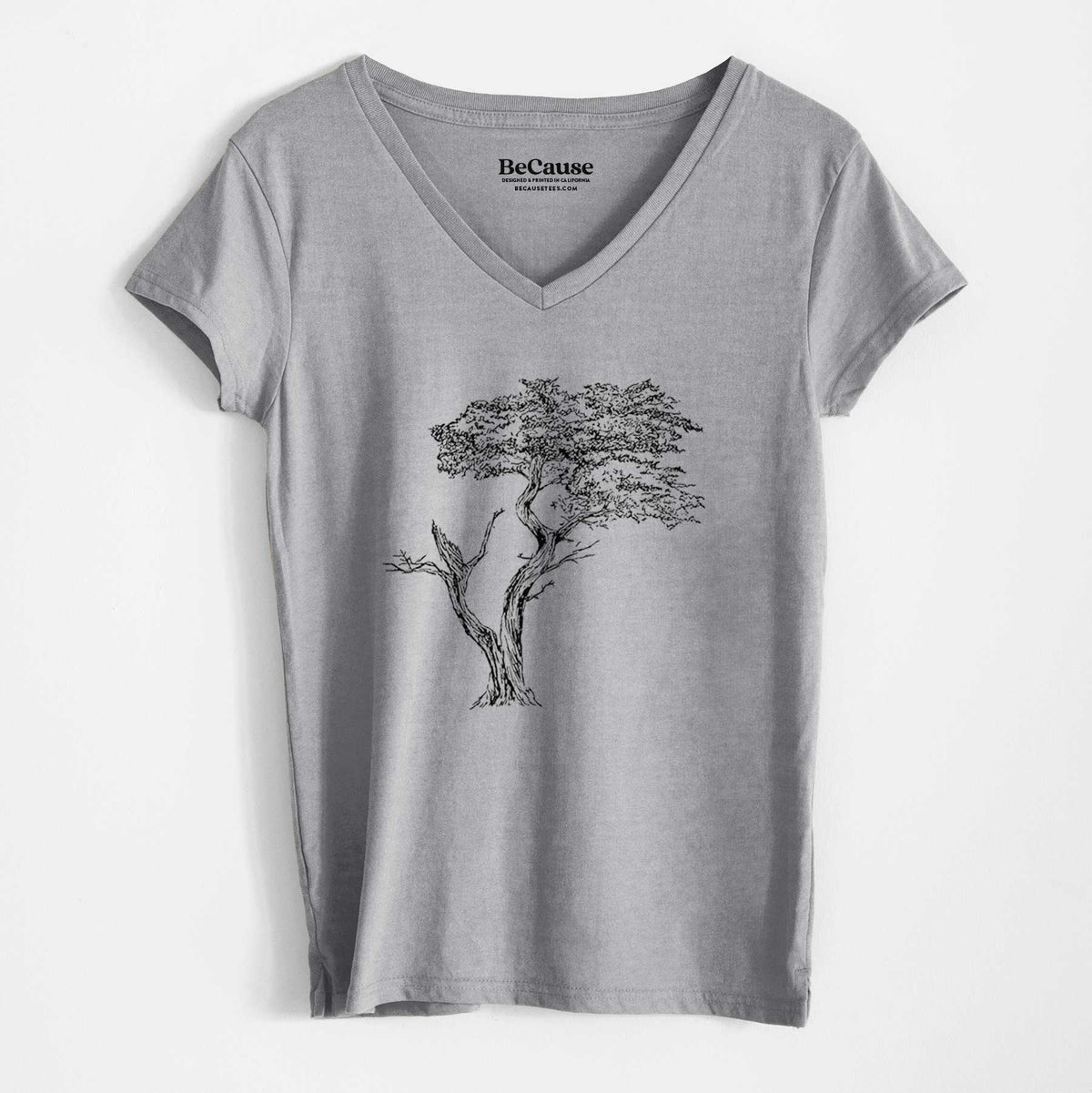 The Lone Cypress - Cupressus Macrocarpa - Monterey Cypress - Women&#39;s 100% Recycled V-neck