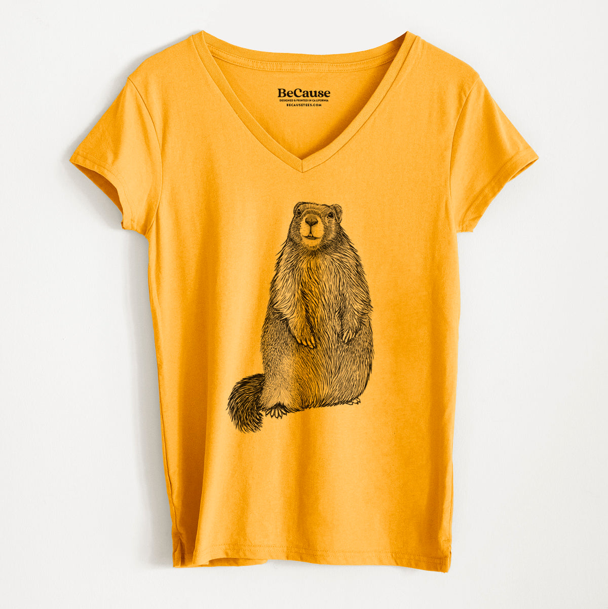 Yellow-bellied Marmot - Marmota flaviventris - Women&#39;s 100% Recycled V-neck