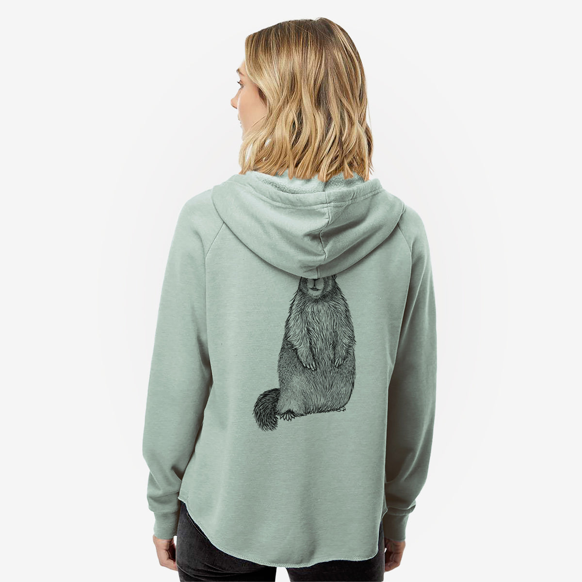 Yellow-bellied Marmot - Marmota flaviventris - Women&#39;s Cali Wave Zip-Up Sweatshirt