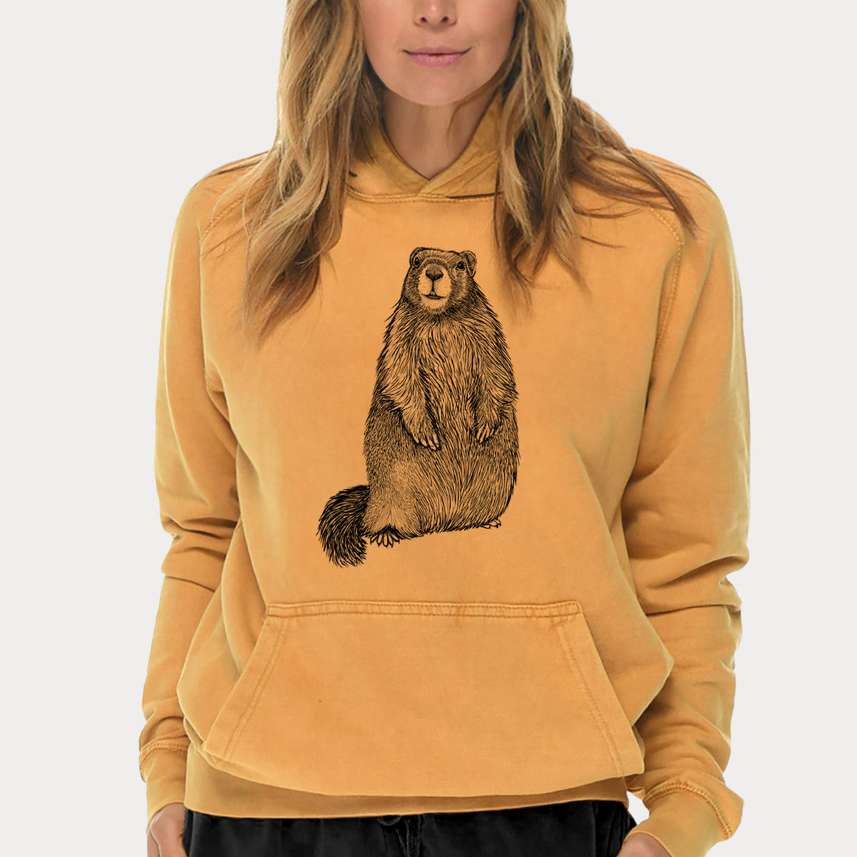 Yellow-bellied Marmot - Marmota flaviventris  - Mid-Weight Unisex Vintage 100% Cotton Hoodie