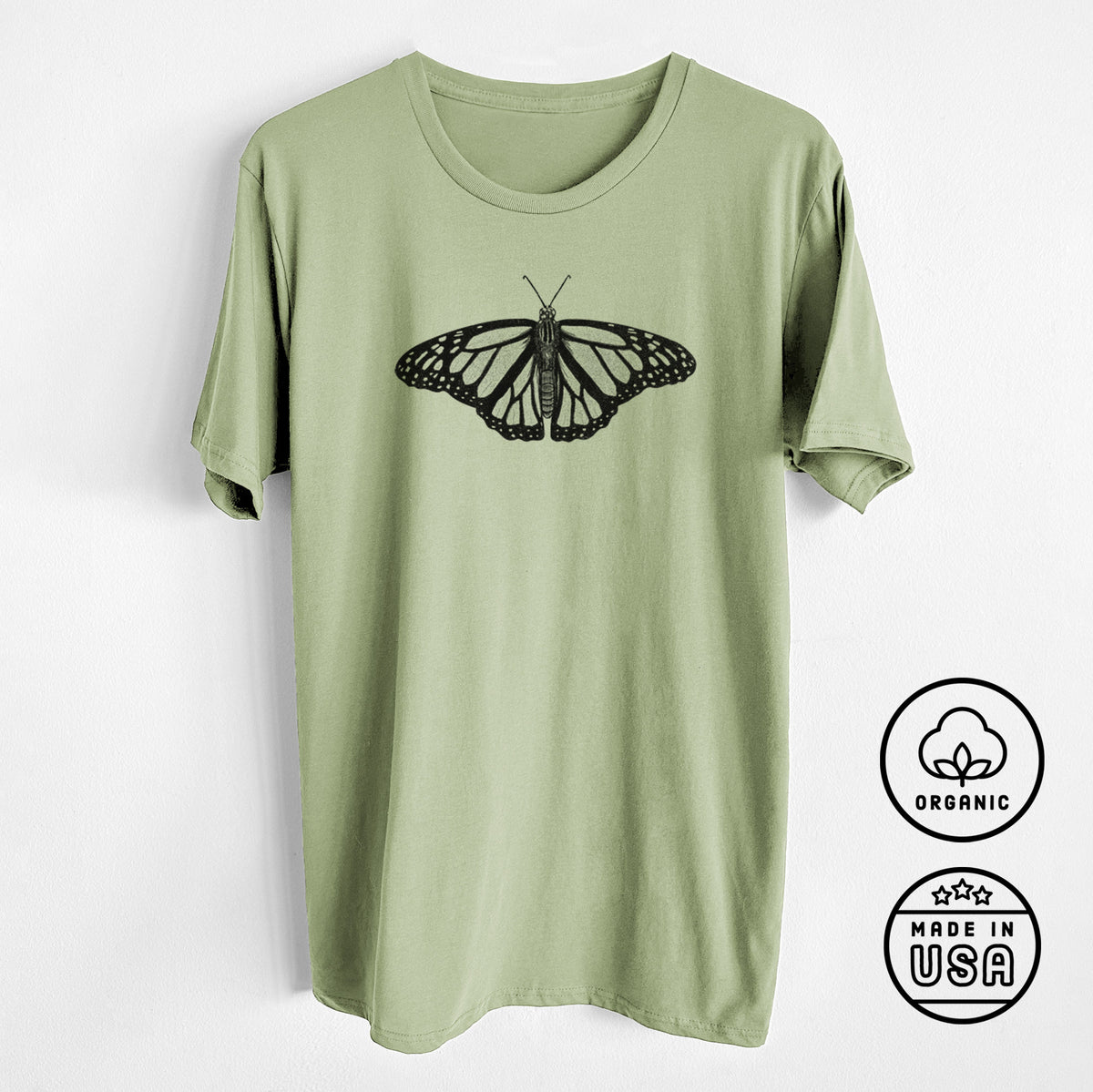 Danaus plexippus - Monarch Butterfly - Unisex Crewneck - Made in USA - 100% Organic Cotton