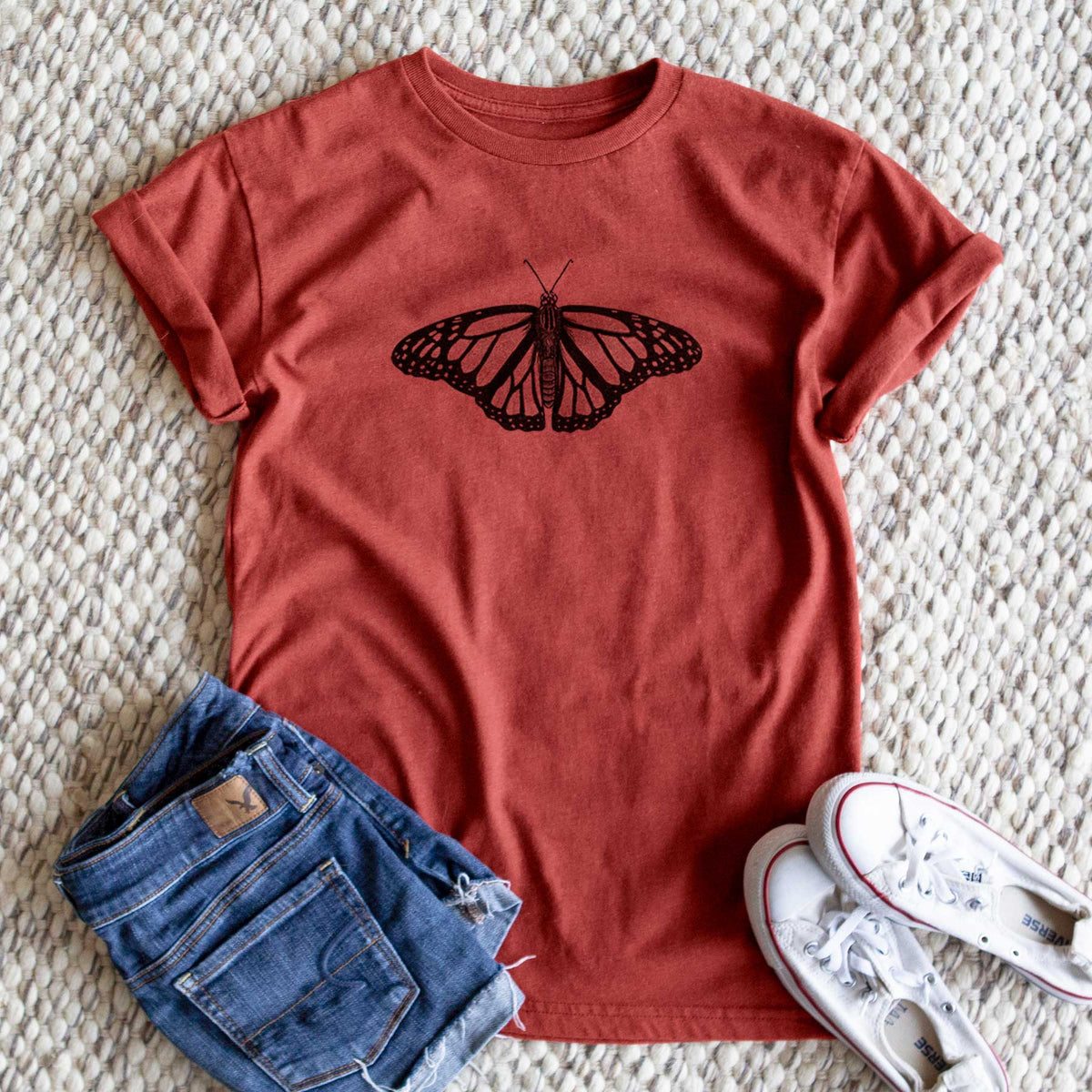Danaus plexippus - Monarch Butterfly - Unisex Recycled Eco Tee  - CLOSEOUT - FINAL SALE