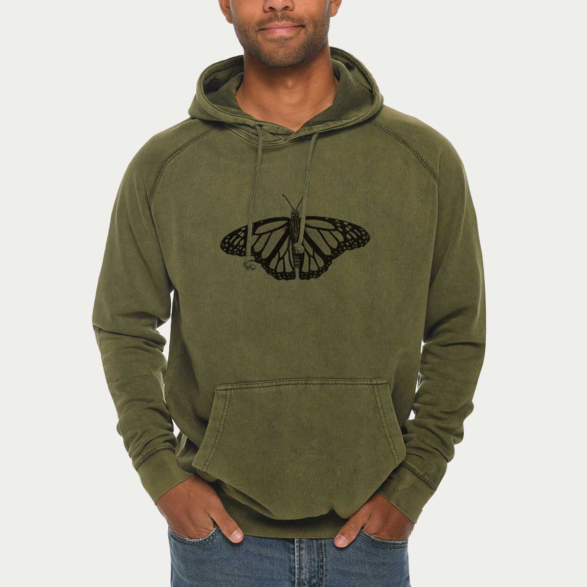 Danaus plexippus - Monarch Butterfly  - Mid-Weight Unisex Vintage 100% Cotton Hoodie