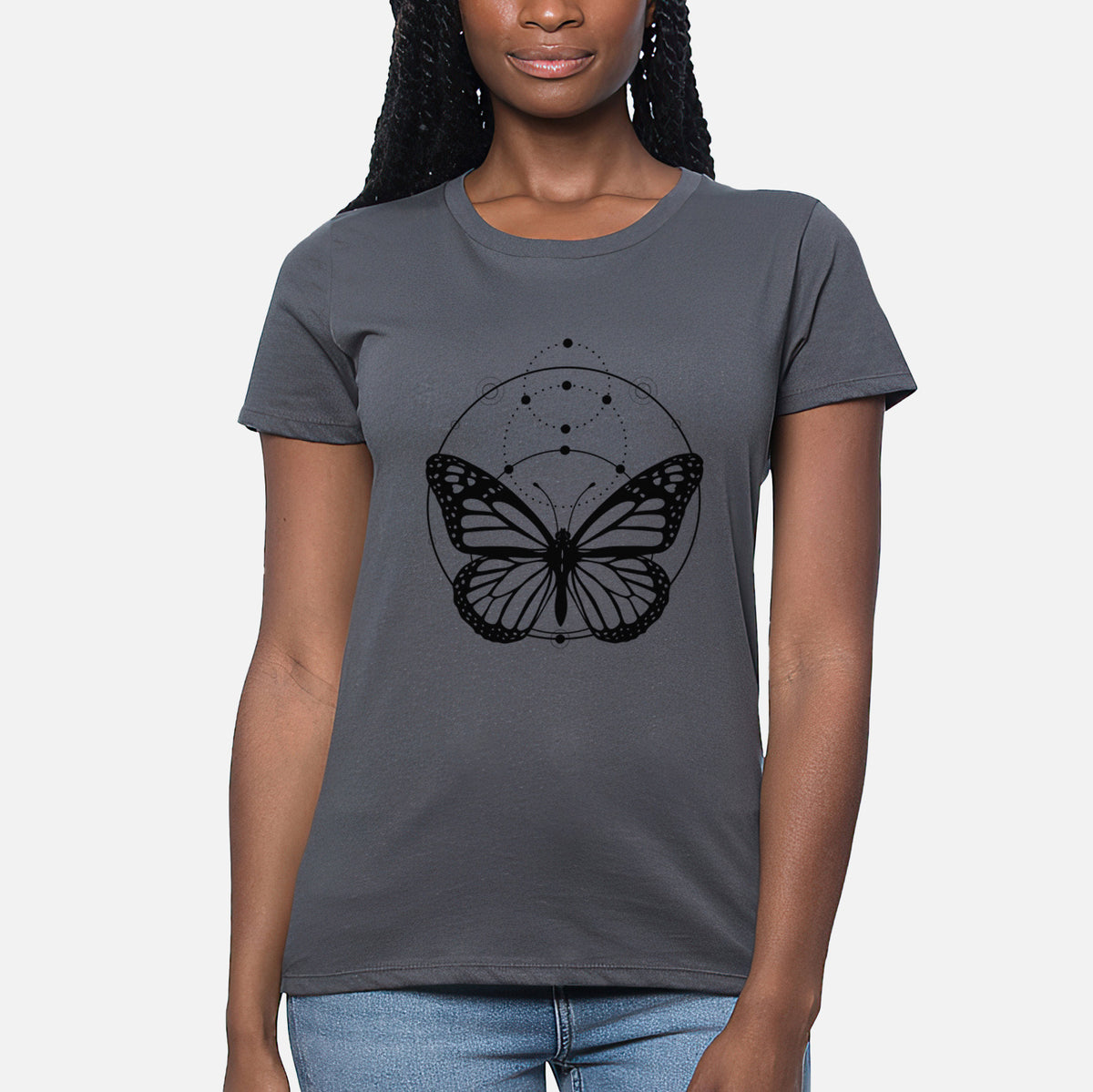 Monarch Symmetry - Women&#39;s Crewneck - Made in USA - 100% Organic Cotton