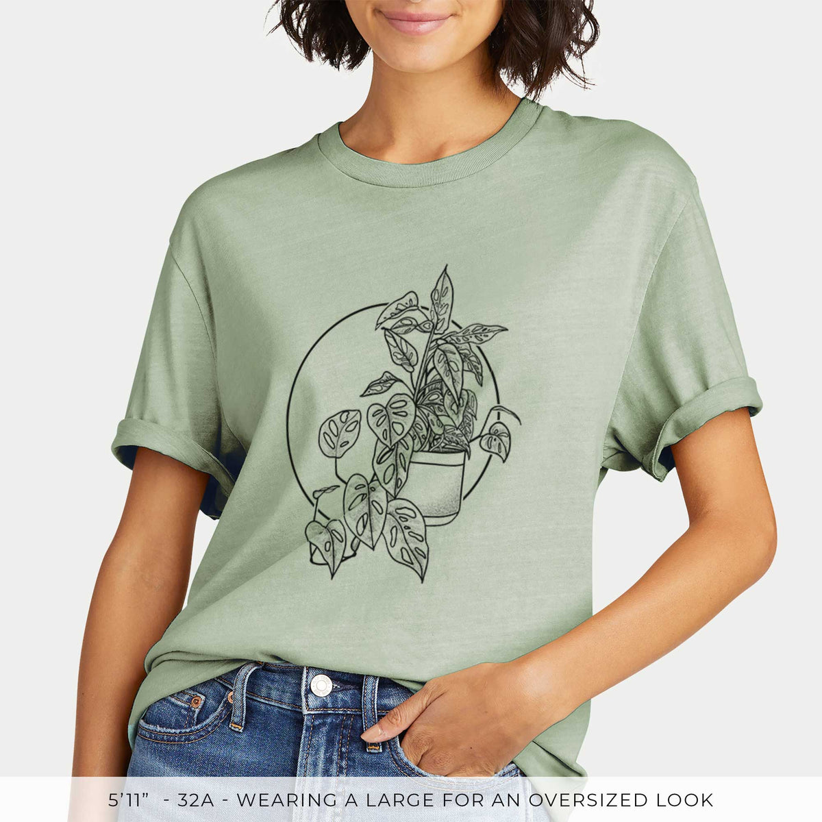 Monstera Adansonii -  Mineral Wash 100% Organic Cotton Short Sleeve