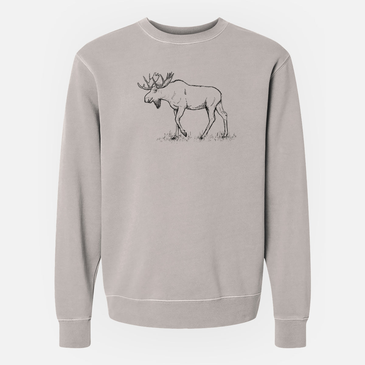 Bull Moose - Alces alces - Unisex Pigment Dyed Crew Sweatshirt