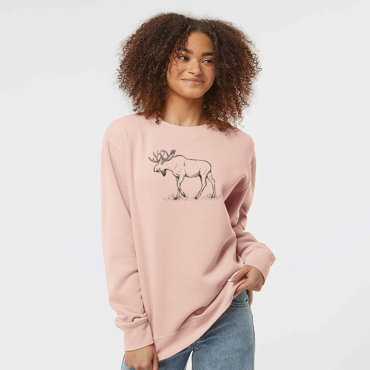 Bull Moose - Alces alces - Unisex Pigment Dyed Crew Sweatshirt