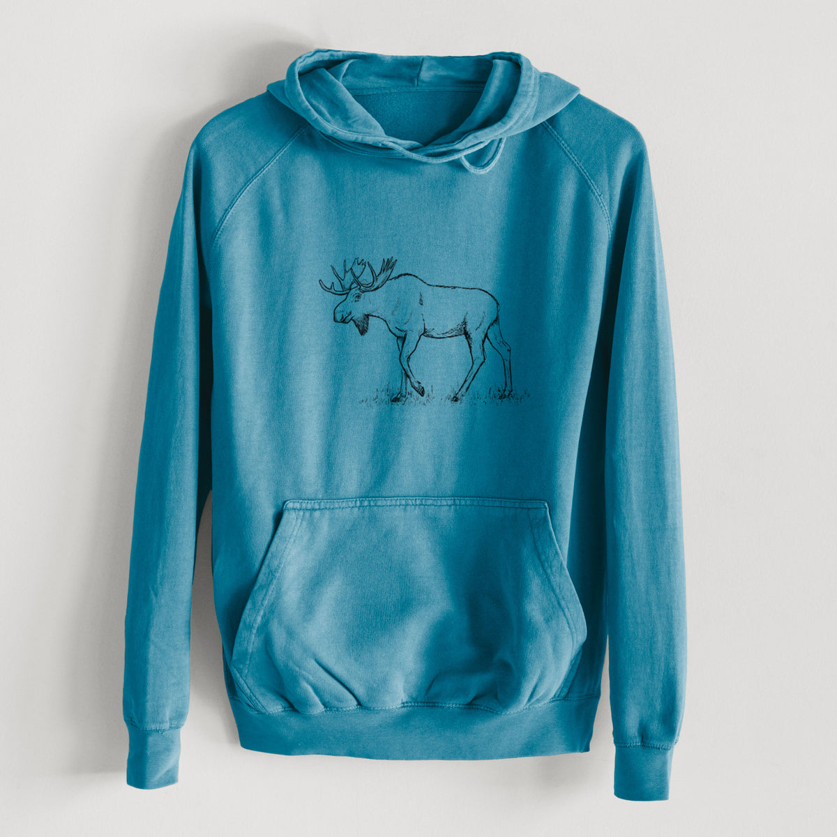 Bull Moose - Alces alces  - Mid-Weight Unisex Vintage 100% Cotton Hoodie