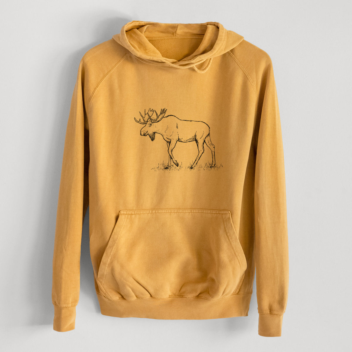 Bull Moose - Alces alces  - Mid-Weight Unisex Vintage 100% Cotton Hoodie