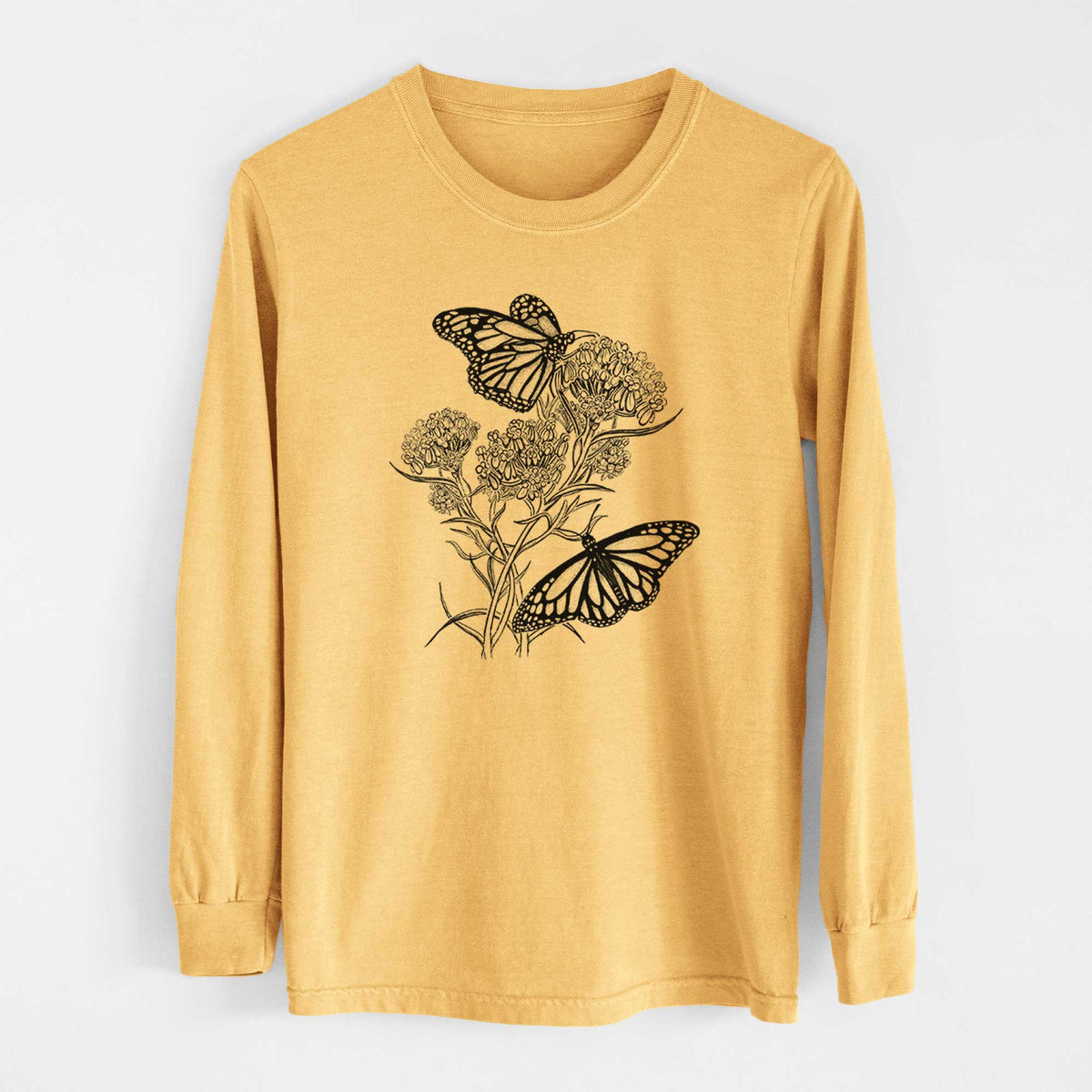 Narrowleaf Milkweed with Monarchs - Heavyweight 100% Cotton Long Sleeve