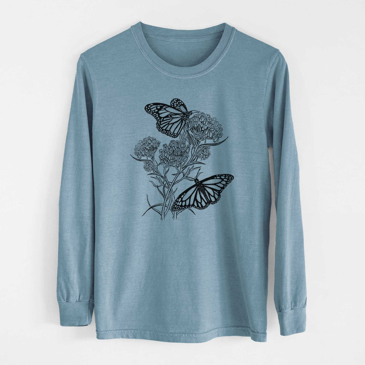 Narrowleaf Milkweed with Monarchs - Heavyweight 100% Cotton Long Sleeve