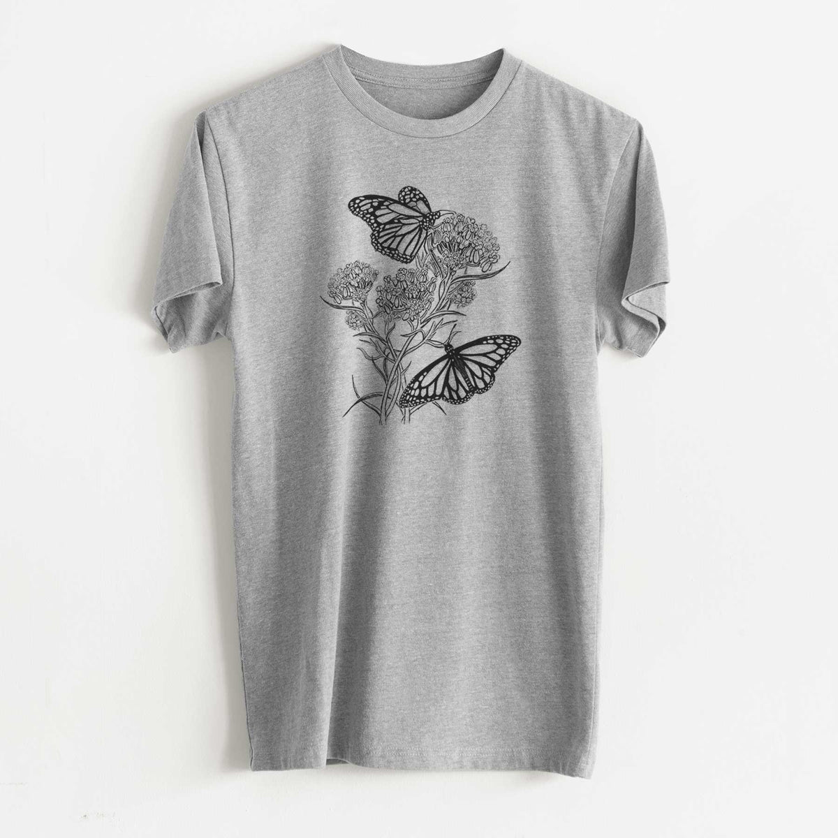 Narrowleaf Milkweed with Monarchs - Unisex Recycled Eco Tee  - CLOSEOUT - FINAL SALE