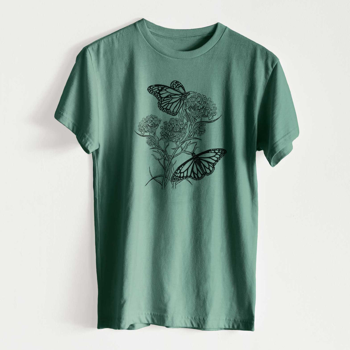 Narrowleaf Milkweed with Monarchs - Unisex Recycled Eco Tee  - CLOSEOUT - FINAL SALE