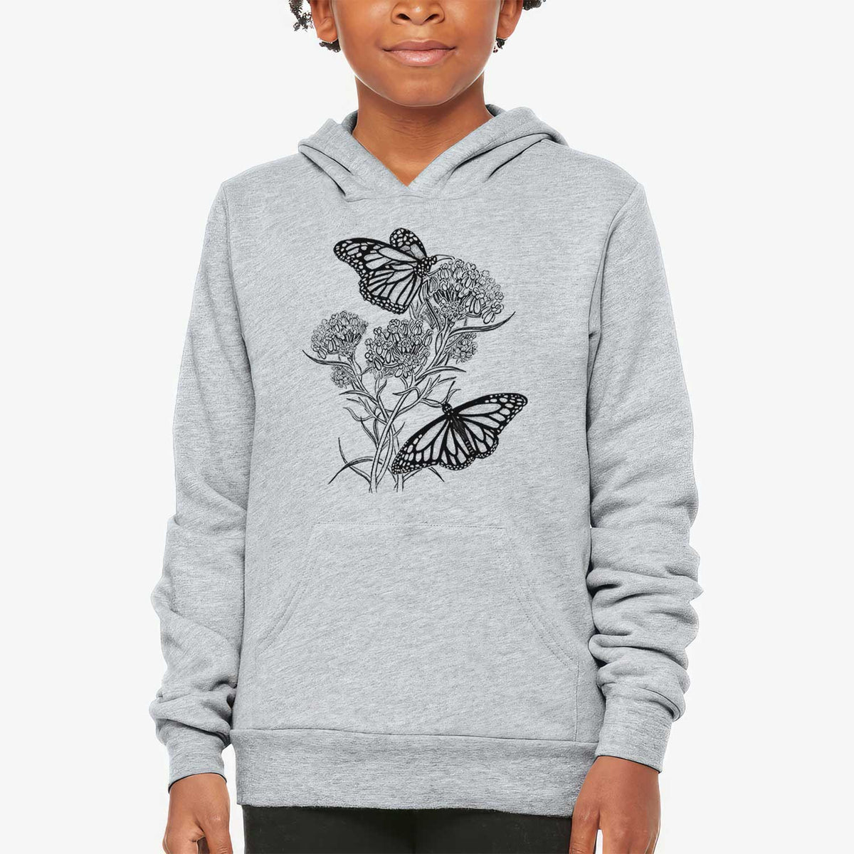 Narrowleaf Milkweed with Monarchs - Youth Hoodie Sweatshirt