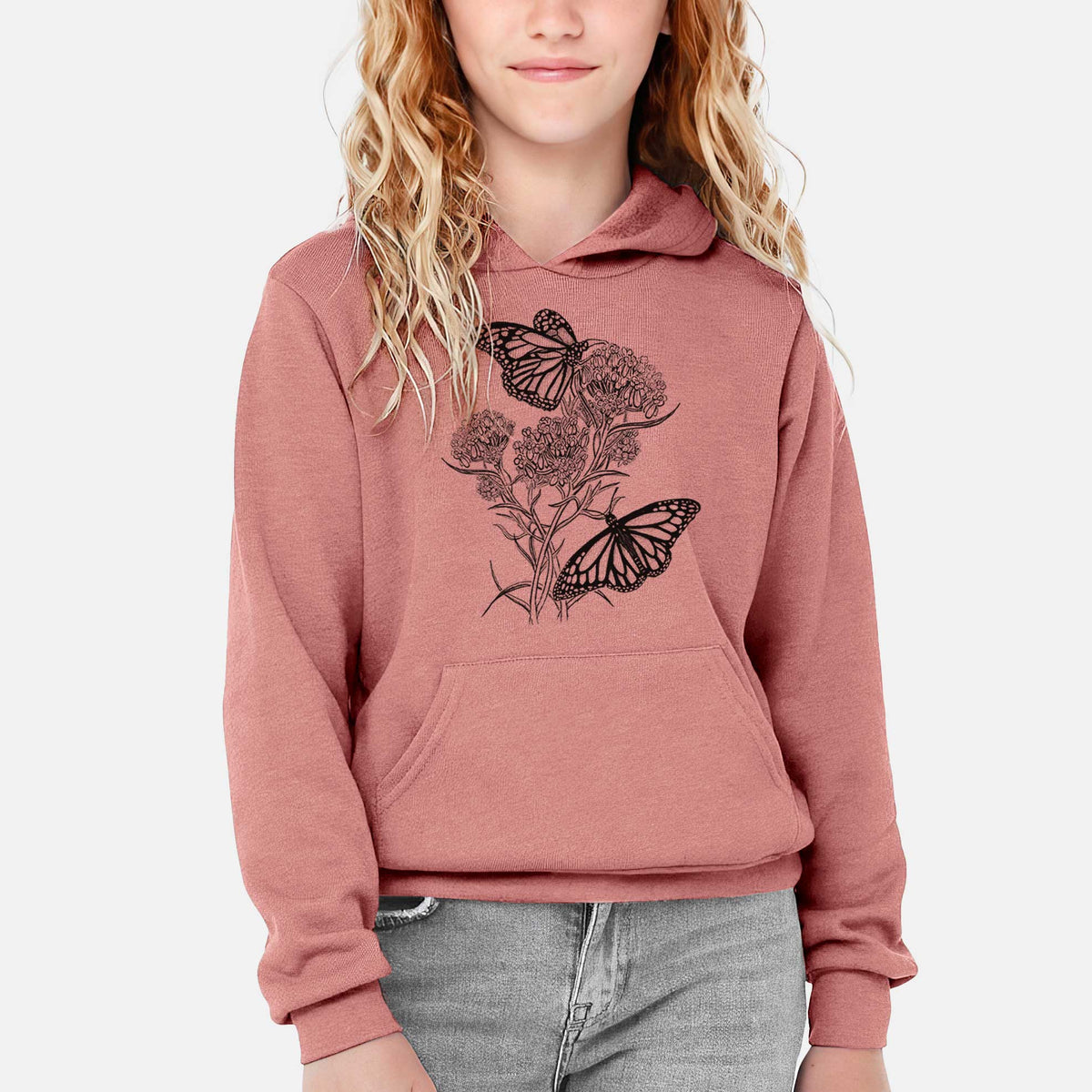 Narrowleaf Milkweed with Monarchs - Youth Hoodie Sweatshirt