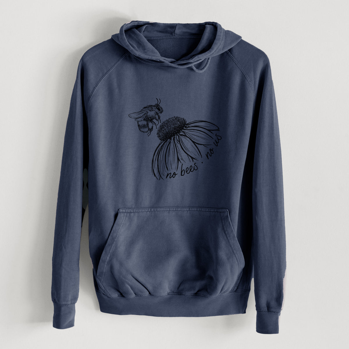 No Bees No Us  - Mid-Weight Unisex Vintage 100% Cotton Hoodie